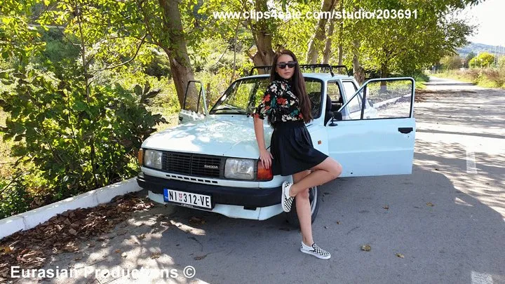 55 - Katya drive Skoda again in slip on shoes