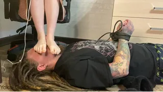 Human footrest and carpet for My beautiful bare feet