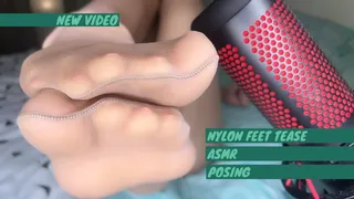Nude nylon feet tease