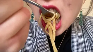 Aurora Eats Noodles For Lunch