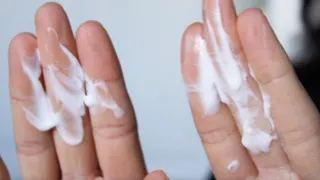 Aurora Lathers Her Hands with Lotion