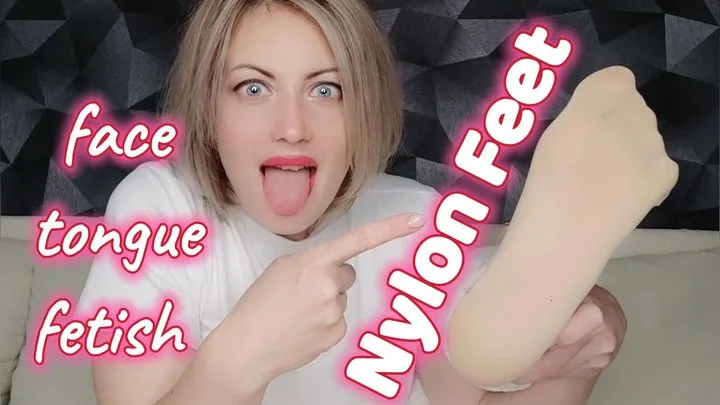 Nylon feet soles tongue fetish face expressions