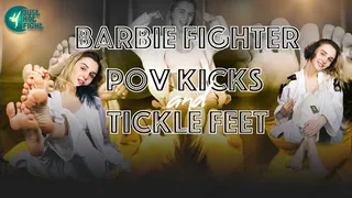 BARBIE FIGHTER - POV KICKS AND TICKLE FEET
