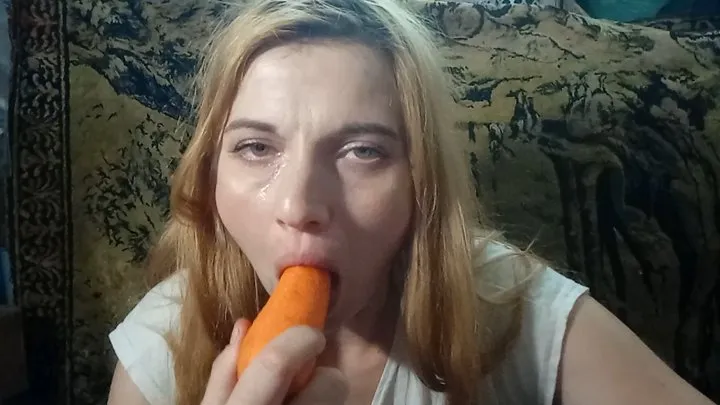 Throat-fucking with carrots