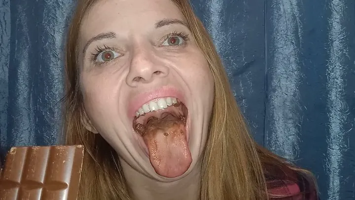 A huge mouthful of chocolate.