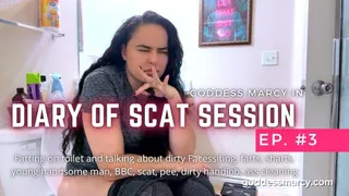 Diary of a Toilet Session Ep #3 - Farting on toilet and talking about dirty facessiting, sharts, pee, dirty handjob, ass cleaning, JOI - Ft Goddess Marcy