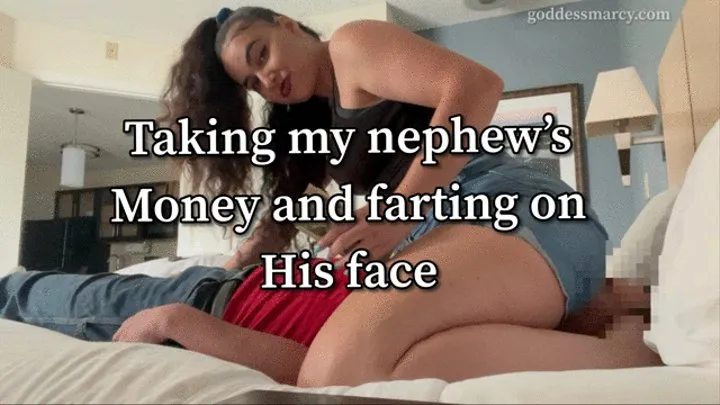 Farting my step-nephew's face in Jeans shorts and taking all his money - Brazilian farts - Marcy