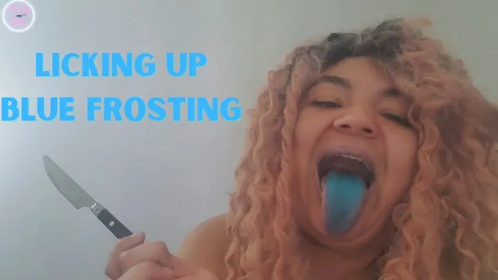 Bi Girl Licking Up Blue Frosting