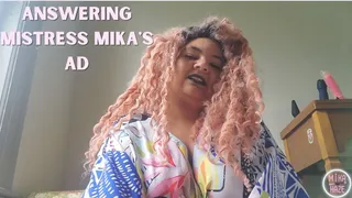 Answering Mistress Mika's Ad