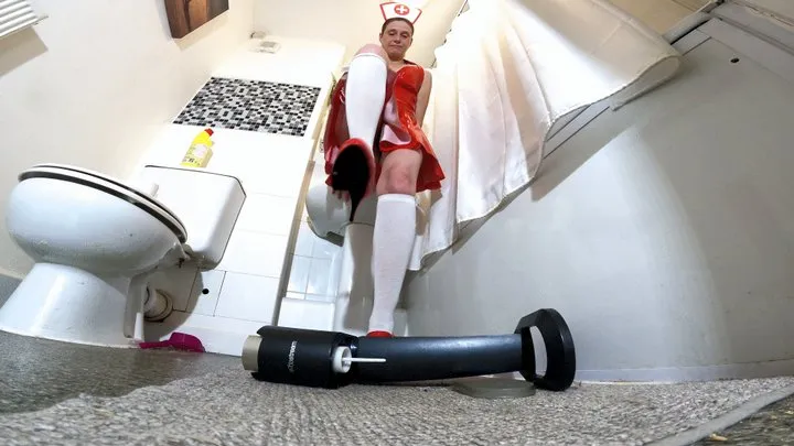 Sexy Nurse Crushes A Soda Stream Machine FLOOR CAM