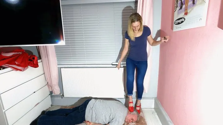 Danielle Stands On Her Slaves Head Whilst Vaping A Cigarette