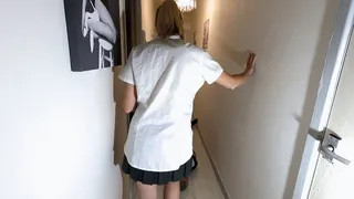 Walking Schoolgirl In The Hall