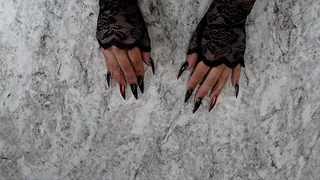 Long Nail Fetish: Long Nails in Satin Gloves and Rings Scratching and Tapping