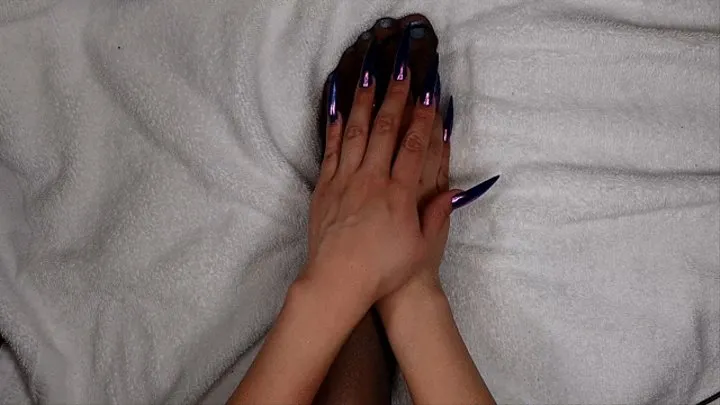 Long 2inch Nails, manicured toes clawing and scratching Pantyhose