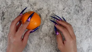 Long 2inch Nail Talons tearing, clawing and scratching a ORANGE