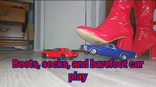 Boots, socks and barefoot car play