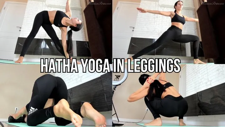 Hatha yoga in leggings - live stream