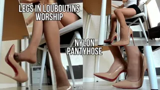 Legs worship in nylon pantyhose and louboutins - live stream