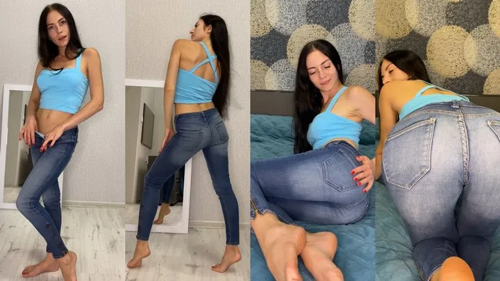 Teasing & edging in jeans, JOI