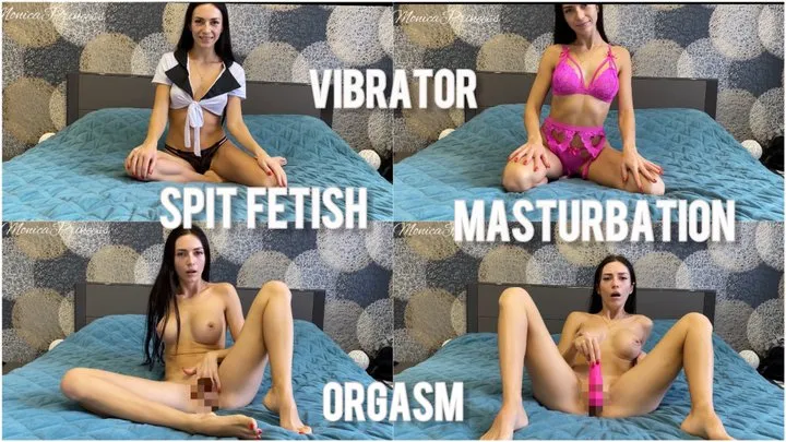 Striptease, spit fetish, masturbation