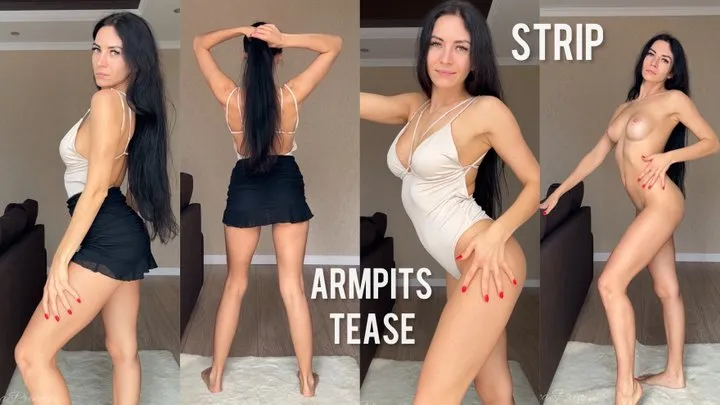 Armpits & bare legs tease, strip