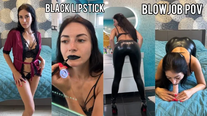 Black lipstick, blowjob POV