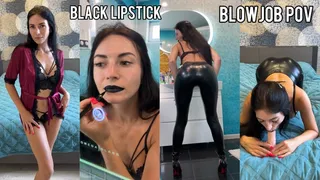 Black lipstick, blowjob POV