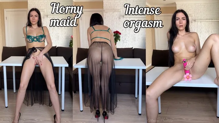 Horny maid intense orgasm
