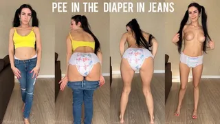 Pee in a diaper in jeans