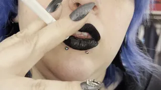 Smoking Up Close Goth Girl