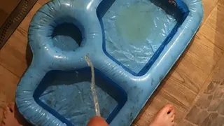 Dirty inflatable pool piss and cum