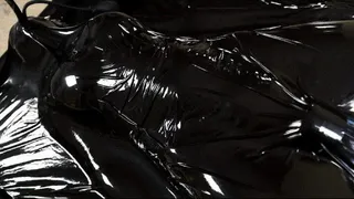 Orgasms in a vacuum bed with a pear gag