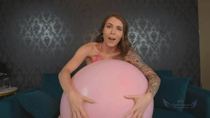 Cumming on a big pink balloon