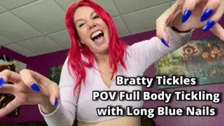 Bratty Tickles POV Full Body Tickling with Long Blue Nails - Tickle Instruction Virtual Tickling Instruction Long Fingernails