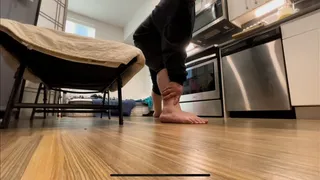 Fat Guy Barefoot Exercising