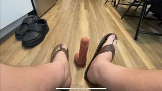 Big Feet In Flip Flops Squeezing Dildo