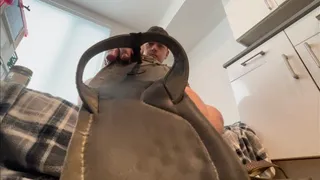 Oily Big Feet Dildo Footjob And POV Flip Flop Worship