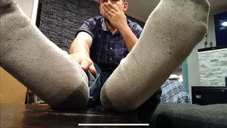 Size 14 Feet Slow Motion White Socks Strip