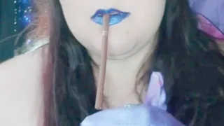 Nicki Pie purple gloves and lipstick masturbation