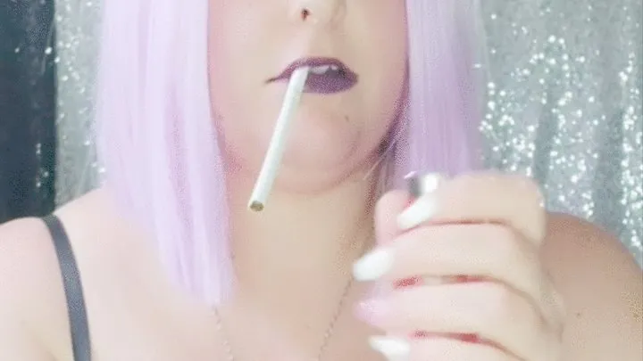 Smokey slut with fishnets and wig