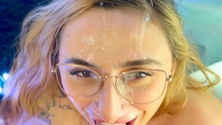 Nina Nova Gets Her Glasses Covered With Cum