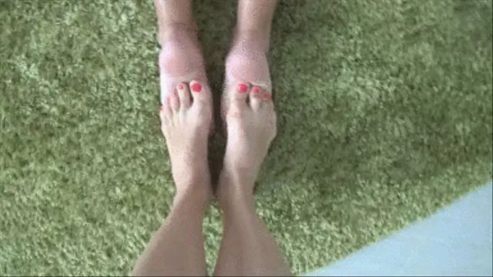 Pushing and flattening very hard her soles