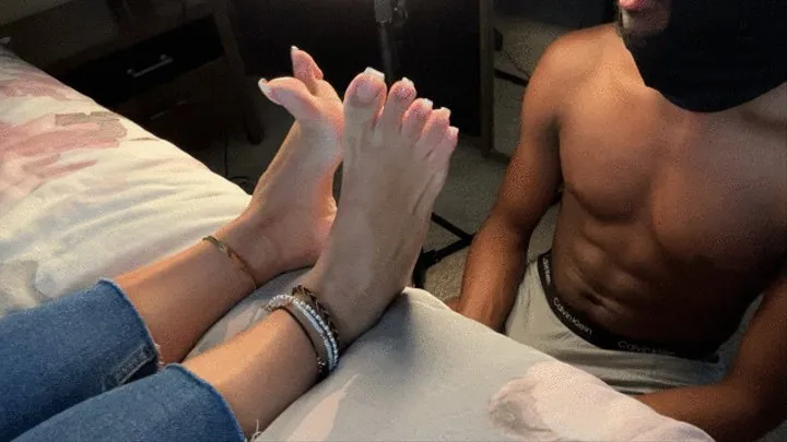 He worshipped my feet in french pedicure