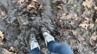 Getting Fila Disruptor sneakers wet and muddy