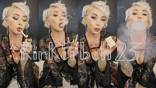 Chainsmoking in Lace outfit, showing off my favourite lighters as i enjoy my Marlboro Red 100s - Kinkerbell23