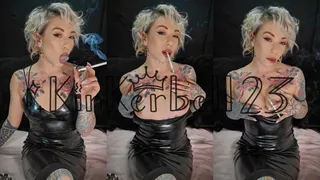 Tit play whilst smoking in Leather dress - Kinkerbell23