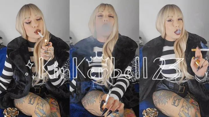 Classic smoking with long nails wearing fur - Kinkerbell23