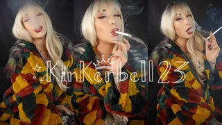 Enjoying 120 cigarette whilst wrapped in fur jacket nude with Kinkerbell23