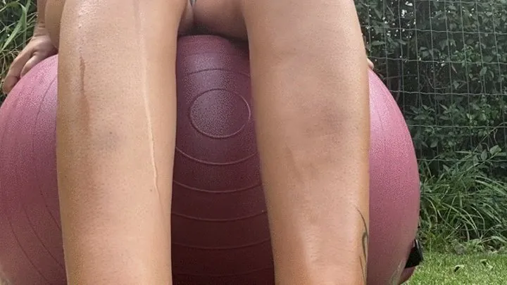 Hiccups,feet,oil and fit ball in the garden