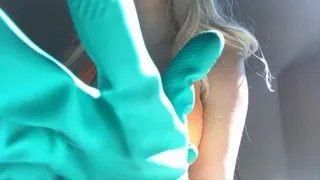 Rubbing Boobs with Rubber Gloves
